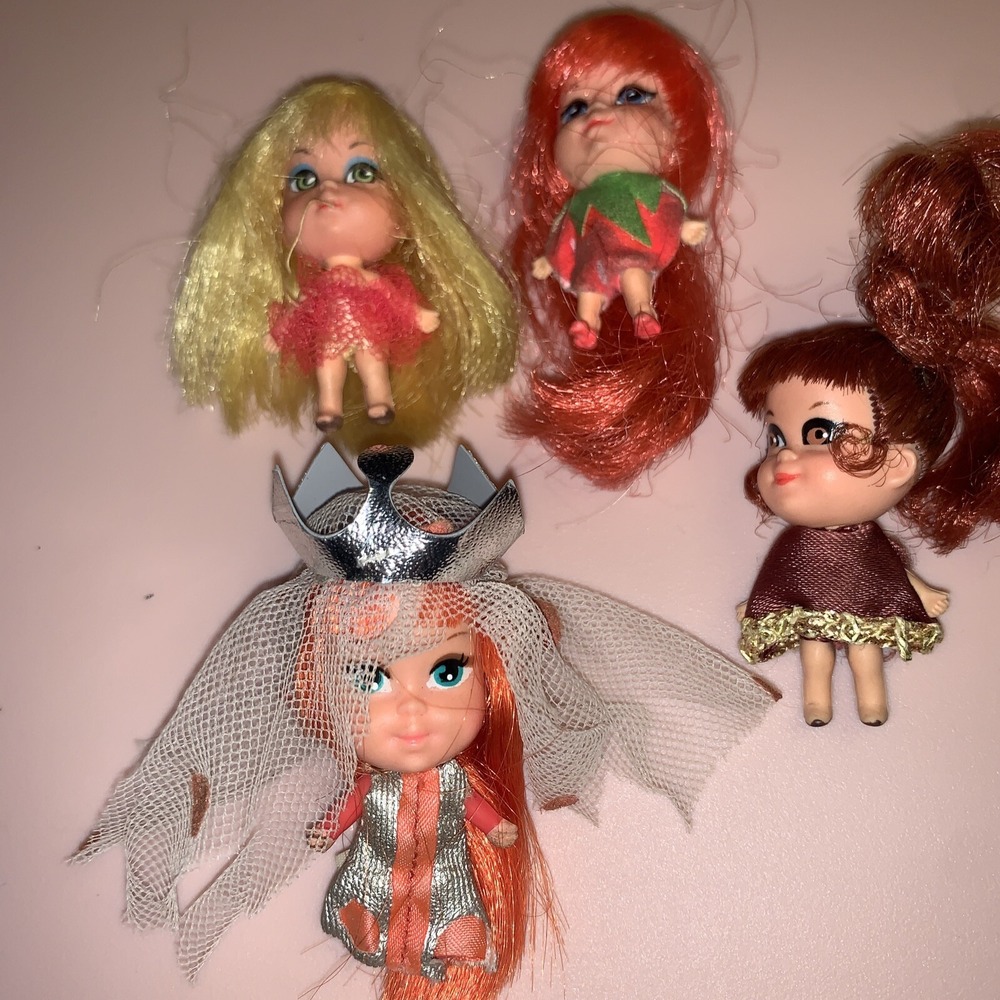 4 VINTAGE Mattel Liddle Kiddle SHIRLEY QUEEN OF HEARTS 2 1/4" Red Hair